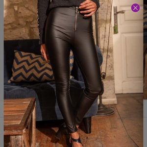 NWT Zip Front Faux Leather Skinny Pants